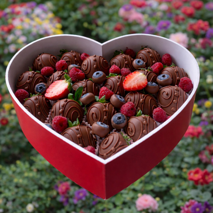 Сердце из ягод в шоколаде 💝